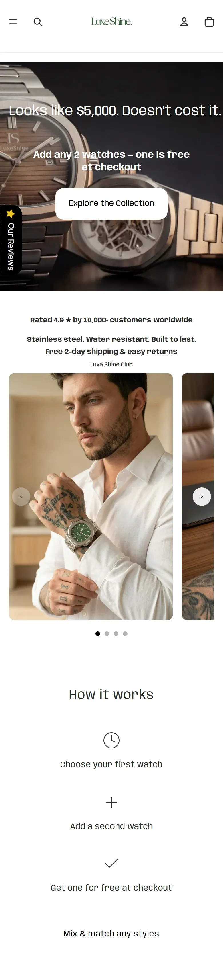 Luxe Shine, antes: el tema anterior de la tienda, visto el 2 de octubre de 2026.