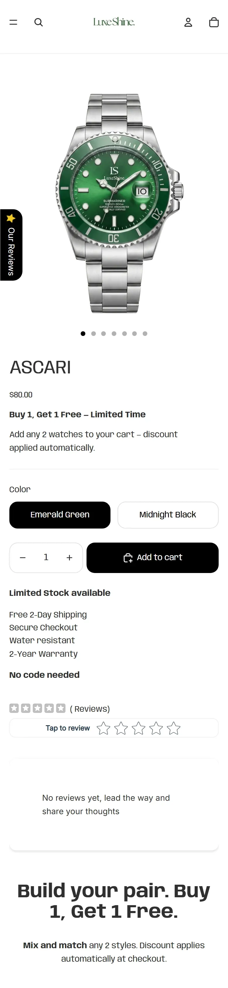 Luxe Shine, before: the store's previous theme, viewed on October 4, 2026.