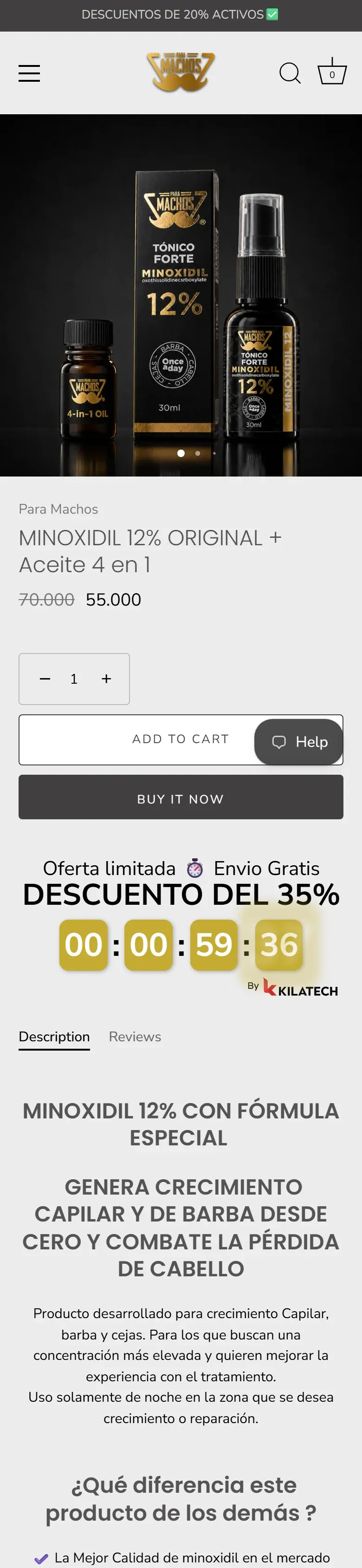 Para Machos, before: the store's previous theme, viewed on October 4, 2026.