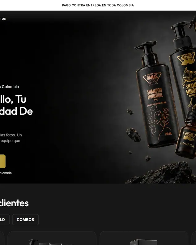 Para Machos: página de inicio en computador, recorte vertical.