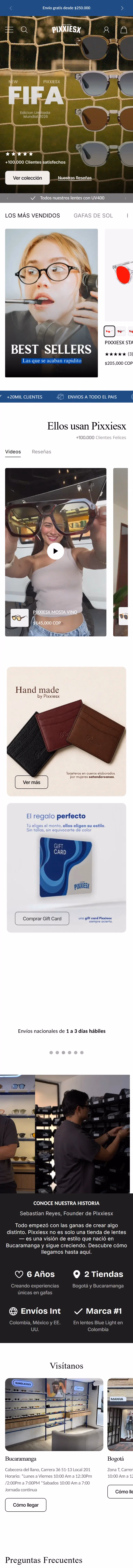 Pixxiesx: página de inicio completa en celular.