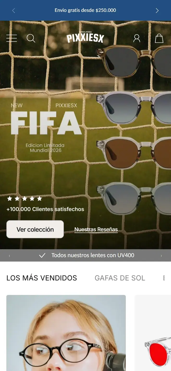 Pixxiesx: página de inicio en celular.