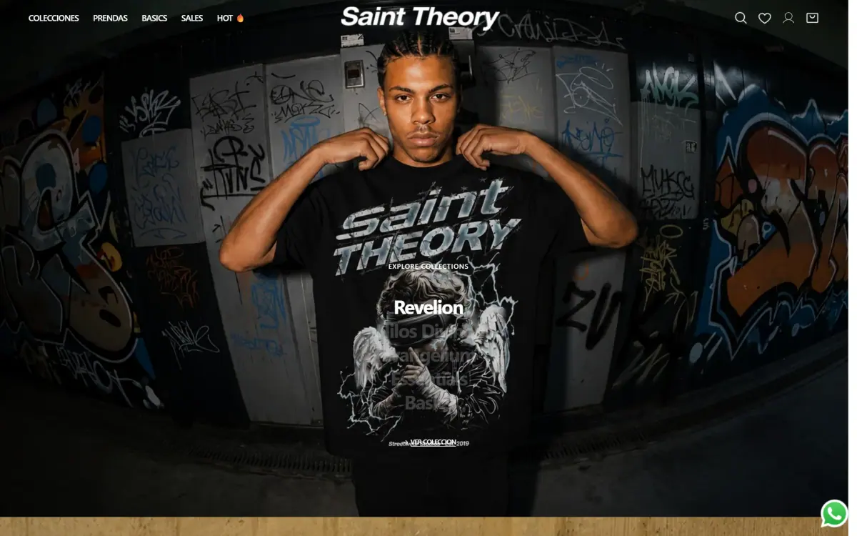 Saint Theory: página de inicio en computador.